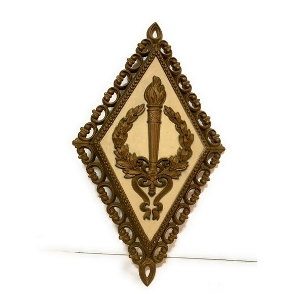 Vintage Homco wall plaques 3 MCM  Bronze and Cream Hollywood Regency Ornate - Picture 7 of 7